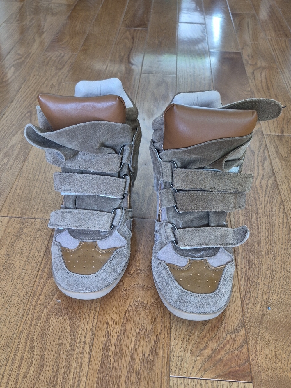 Beige Suede Sneakers with Gum Soles
